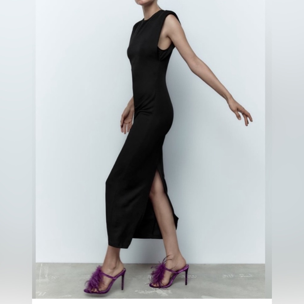 Purple velvet and feather heels